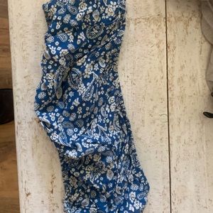 Blue and white paisley bandeau crop top